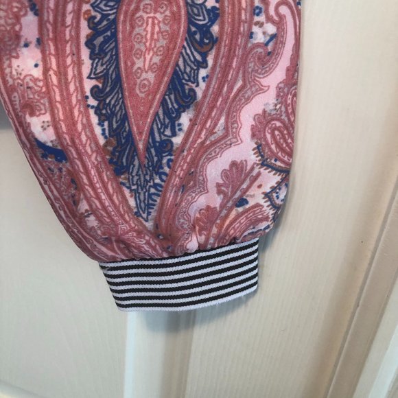 Bomber Style Short Jacket Cute Pink & Blue Print - Picture 3 of 7